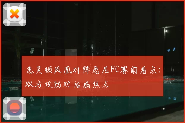 惠灵顿凤凰对阵悉尼FC赛前看点：双方攻防对话成焦点